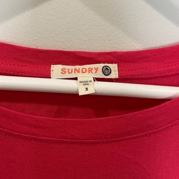 Sundry Pink Crop Oversized Top - Picture 2 of 5